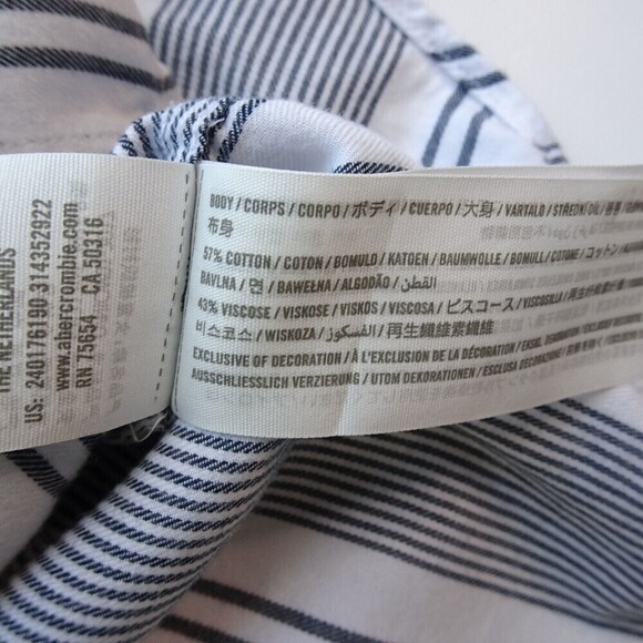 💰3/$25 ABERCROMBIE KIDs Girls Button Down Shirt Top Stripes Logo Preppy 13/14 - Picture 11 of 12